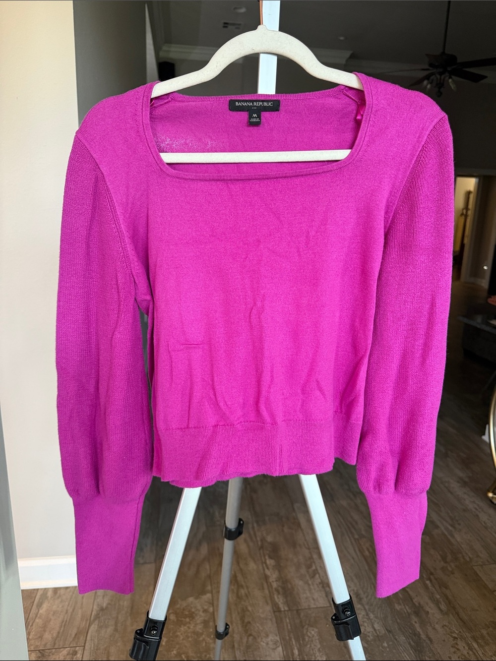 Banana Republic Fuchsia Square-Neck Lightweight Sweater